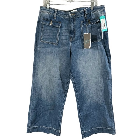 NWT Studio Blue Wide Leg Denim Pants Size 16 - Picture 1 of 6